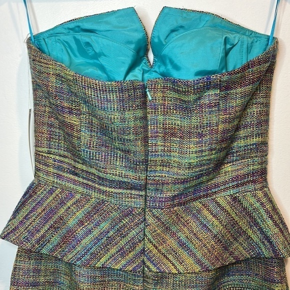 NWT Trina Turk Women’s Strapless Tweed Multicolor Peplum Mini Dress Size 4 - Picture 7 of 11